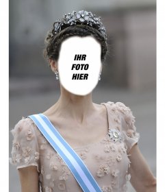 Fotomontage der Prinzessin Letizia mit einer großen Krone Ihr Foto einfügen