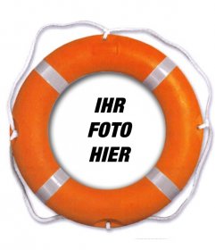 Fotomontage, um das Foto in einem orange Rettungsschwimmer Schwimmer, wo Sie auch die können den Text online zu stellen