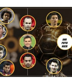 Fotomontage von der Auswahl der besten Mannschaft des Jahres, in dem Sie ein Bild als Stürmer gesetzt