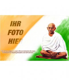 Fotomontage mit Gandhi und ein Angebot
