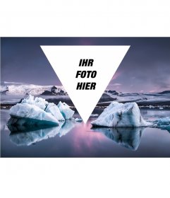 Hipster Collage, Ihr Foto auf einem Gletscher legte