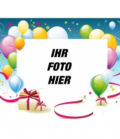Photo Frame mit Luftballons und Geburtstagsgeschenke, wo Sie Ihr Foto