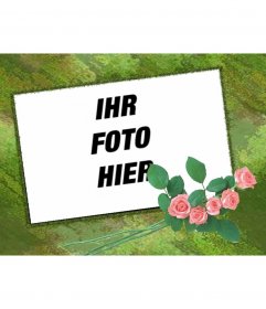 Anpassbare Fotorahmen mit Ihrem Bild und mit grünen und Rosen-Motiv