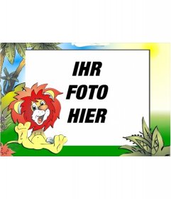 Kinder-Bilderrahmen zu Ihrem Bild zu setzen, von einem lächelnden Löwen