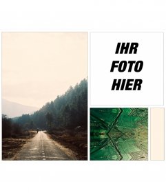 Collage, Ihr Foto auf einem Hintergrund von Wald-und Indie-Fraktale setzen
