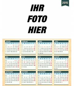 Kostenlose Kalender 2015 mit den Feierlichkeiten von Deutschland