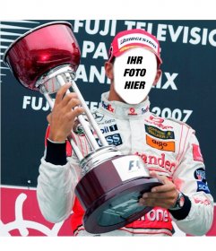 Fotomontage zu setzen ein Gesicht auf dem F1-Champion Lewis Hamilton Ihren Körper von F1 Pilot ändern
