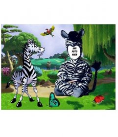 Setzen Sie ein Kostüm Zebra auf Ihre Kinder mit dieser Fotomontage Online-