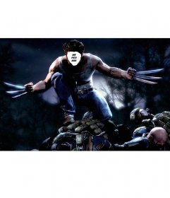 Fotomontage von Wolverine Angriff, bei dem Sie Ihr Gesicht