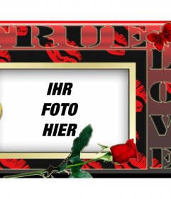 Geben Sie Ihrem Partner ein Foto in diesem roten Rahmen mit Herzen und eine rote Rose