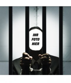 Fotomontage um das Bild zu setzen Sie sich in einem Mann wollen im Gefängnis 