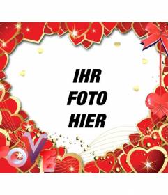 Photo Frame mit roten Herzen und den Briefen Liebe LOVE , um ein Foto setzen