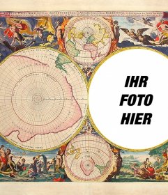 Setzen Sie Ihr Foto auf einer Karte von der alten Welt