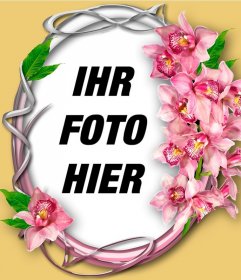 Fotorahmen mit Orchidee auf einem ornamentalen Kreis mit Ihrem Foto