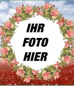 Fotorahmen mit einer Illustration von rosa Blumen für Ihre Fotos
