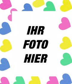 Gestell aus bunten Herzen, wo Sie Ihr Foto online zu stellen