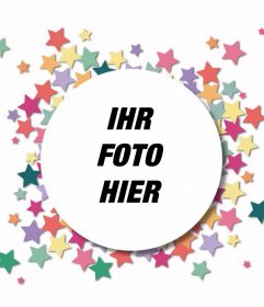 Kreisbilderrahmen von Sternen umgeben Ihr Foto zu setzen