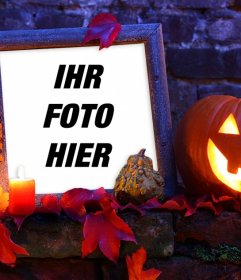 Halloween-Bilderrahmen mit einem Kürbis für Ihr Foto