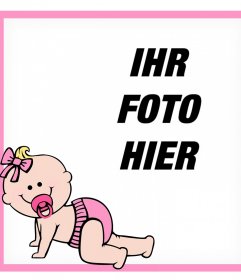 Dekorative rosa Rahmen mit einem Baby, wo Sie Ihr Foto
