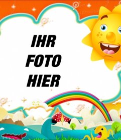 Kinderbilderrahmen, um Ihr Bild mit einer Sonne und ein Regenbogen setzen