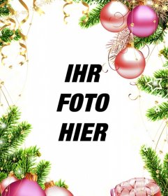 Vertikale Rahmen für Fotos mit Weihnachtsdekoration zu gestalten