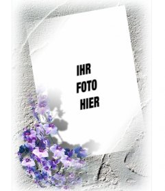 Rahmen für ein Foto mit Grenze von violetten Blüten