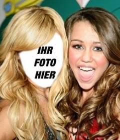 Fotomontage, wo Sie Ihr Gesicht auf Ashley Tisdale mit Miley Cyrus setzen kann