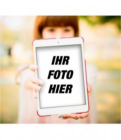 Montieren Sie einen selfie mit einem iPad zu machen. 