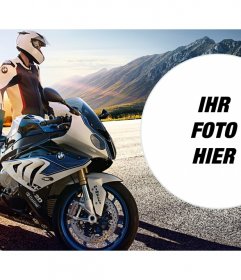 Fotomontage mit einem High-End-BMW Motorradmarke