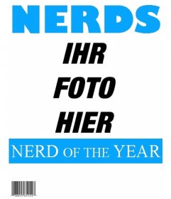 Der Nerd des Jahres. Setzen Sie ein Bild auf dem Cover des beliebten Magazins Nerds. Bearbeiten Fotomontage eines einfachen und kostenlos auf dieser Seite