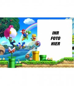Collage mit einem Bild von dem Spiel Super Mario Bros U