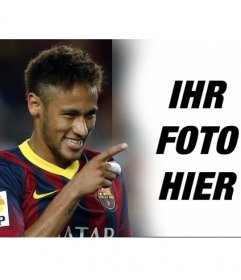 Neymar Jr. Fotomontage mit der Fußballspieler zeigen und lächelnd auf das Foto, das Sie hochladen