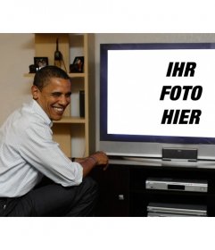 Fotomontage von Obama an den Fernseher, wo wird Ihr Foto