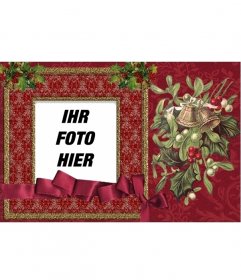 Klassische Weihnachtskarte der roten Farbe Ihr Foto