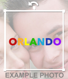 Online Aufkleber einfügen ORLANDO auf Ihre Fotos mit Regenbogenfarben