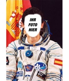 Foto-Effekt, wo Sie Ihr Gesicht auf den Körper von Pedro Duque, Spanisch Astronaut