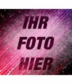 Spezielle Fotomontage, in dem Sie ein Bild auf einem abstrakten lila halbtransparenten Hintergrund setzen können mit Sternen im Universum und Text hinzufügen