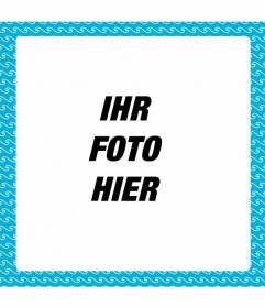 Blaues Quadrat Bilderrahmen mit weißem Wasser Wellen gezogen