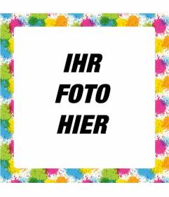 Quadratisch Bilderrahmen mit blauen Flecken, pink, gelb und grün bilden ein Mosaik