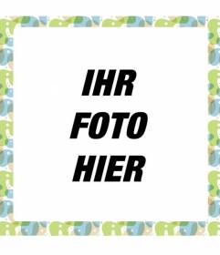 Bilderrahmen mit einer quadratischen Form und Muster im Mosaik blau und grün