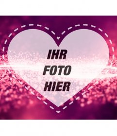 Romantische Bilderrahmen mit einem Herzen auf einem rosa Hintergrund mit hellen Diamant Wellen, um ein Foto hochzuladen