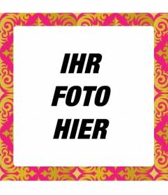 Photo Frame Square Motiv in pink und gold wallpaper Typ Mosaik gemalte Retro-Stil