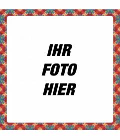 Quadratisch Bilderrahmen mit texturierten Farben auf einem roten Hintergrund