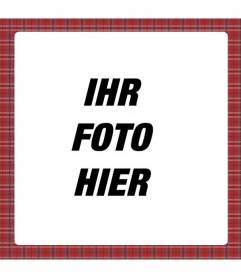 Quadratisch Bilderrahmen mit Stoff Motiv und rot karierten Tischdecke