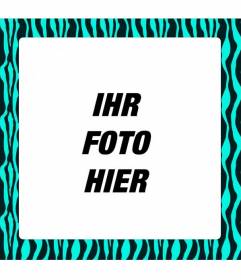 Erstellen Sie Fotomontagen Zugabe eines fluoreszierenden türkis Zebrabeschaffenheit Fotorahmen für eine etnic Look