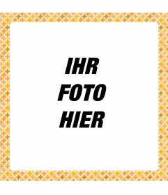 Quadratisch Bilderrahmen mit kreisförmigen Motiven auf gelben Retro-Stil der 70er