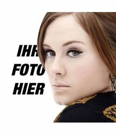Fotomontage mit der Sängerin Adele, in dem Sie ein Bild mit ihrem Porträt und verkaufen bekommen können und fügen Sie Text