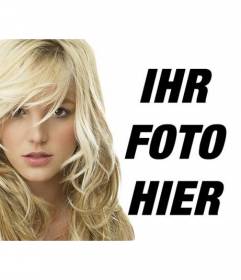Fotomontage mit Britney Spears Blondine. Jetzt können Sie ein Porträtfoto mit der amerikanischen Pop-Sängerin Britney Spears