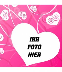 Fotomontage der Liebe zu Ihrem romantischen Fotos mit dem Hintergrund der weißen Herzen auf rosa Boden zu schaffen eine Wirkung der Liebe schmücken