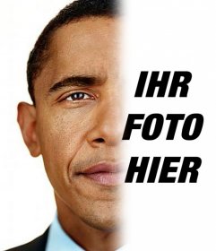 Erstellen Sie eine Fotomontage mit dem Gesicht von Präsident Obama mit der Hälfte